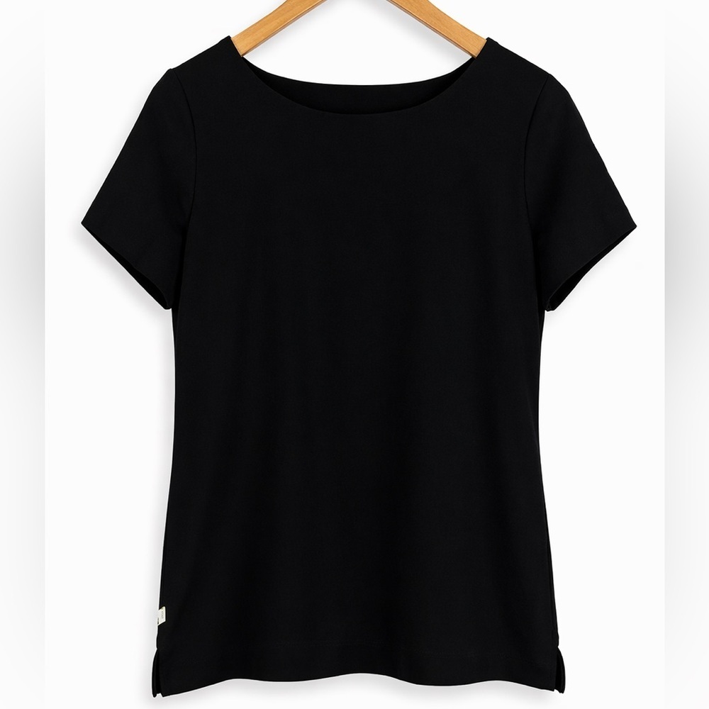 Dudley Stephens Black Short Sleeve Top | Eco Lycra Stretch | Made in USA | Sz M
